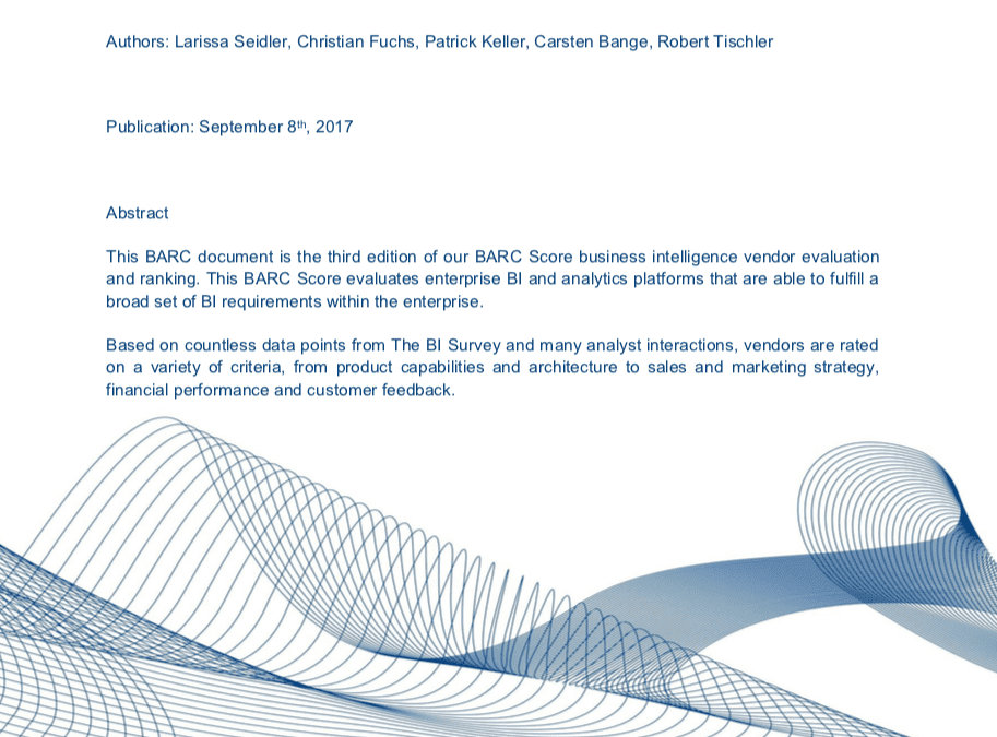 BARC Score for Enterprise BI and Analytics Platforms